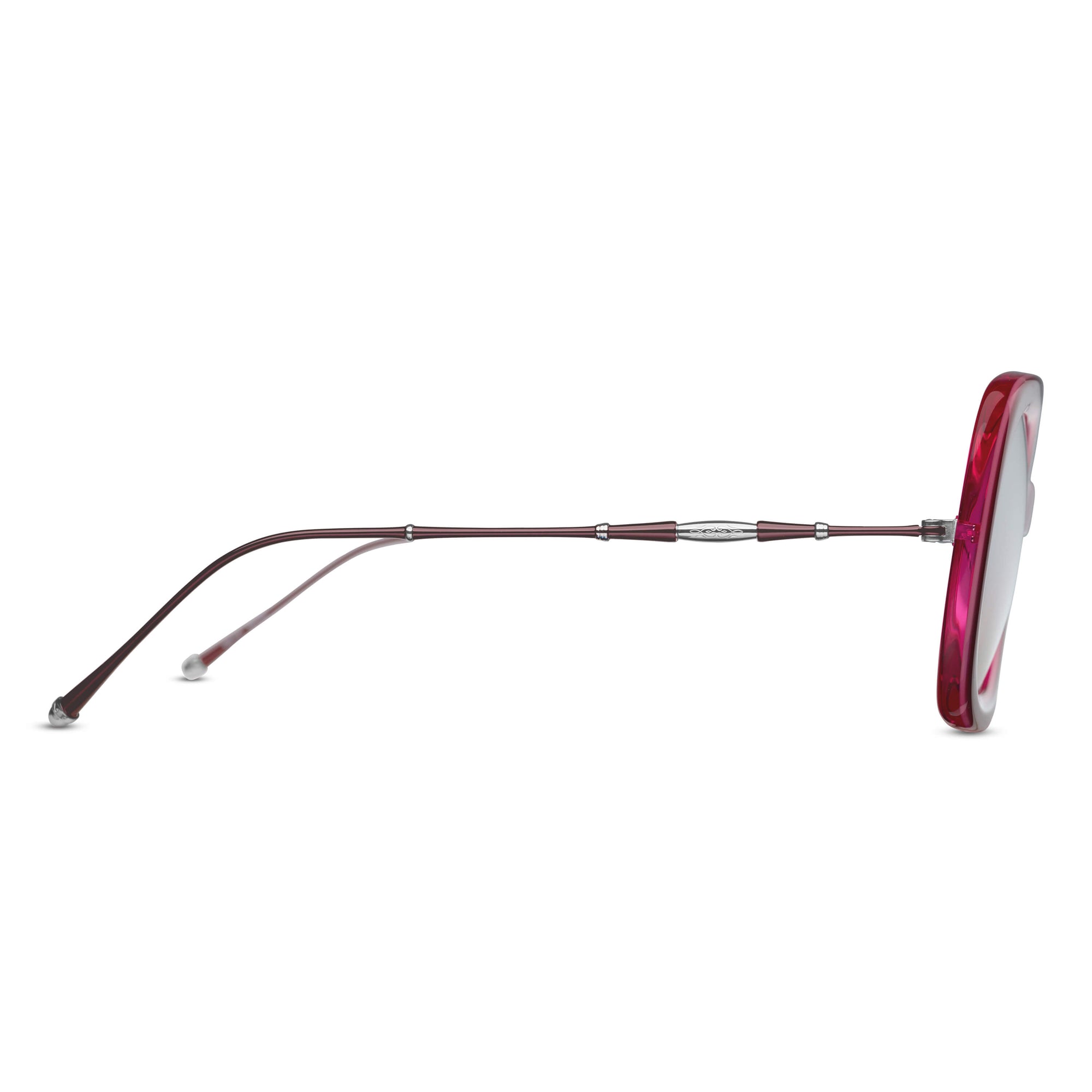 M2035 Square Sunglass | Deep Burgundy/Pink Crystal | Brown Gradient Silver Flash Lens | 53MM