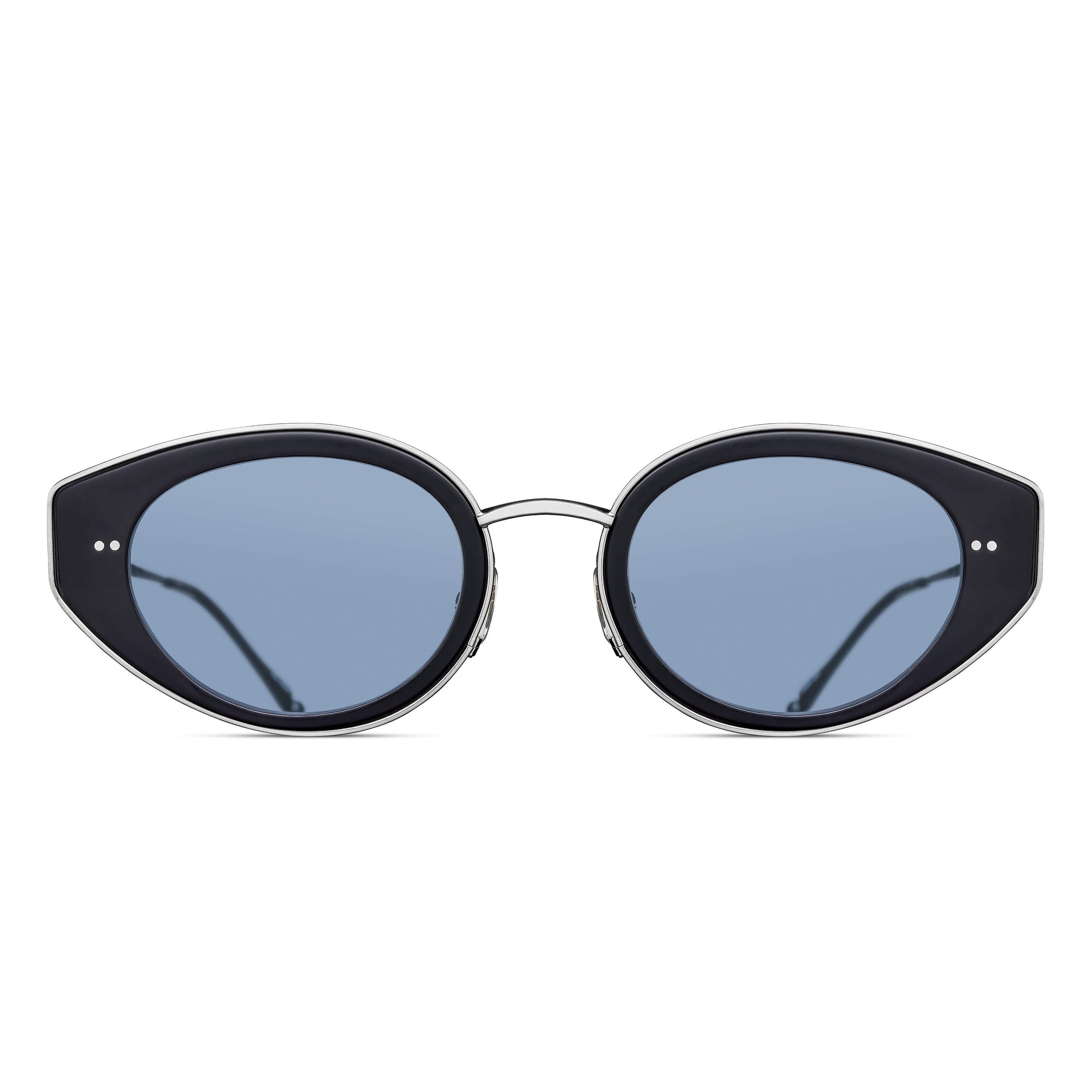 M3120 Cat Eye Sunglass | Matte Black/Brushed Silver | Cobalt Blue Lens | 52MM
