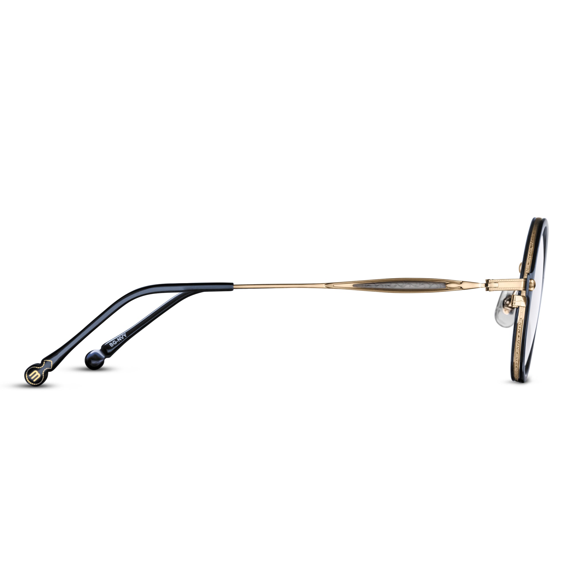 M3127 Round Optical | Brushed Gold/Navy | Clear Lens | 43MM