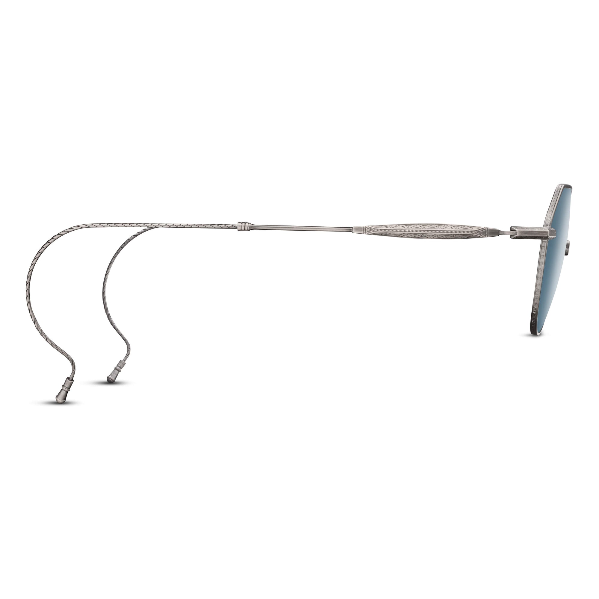 M3132 Panto Sunglass | Antique Silver | Blue Grey Lens | 46MM