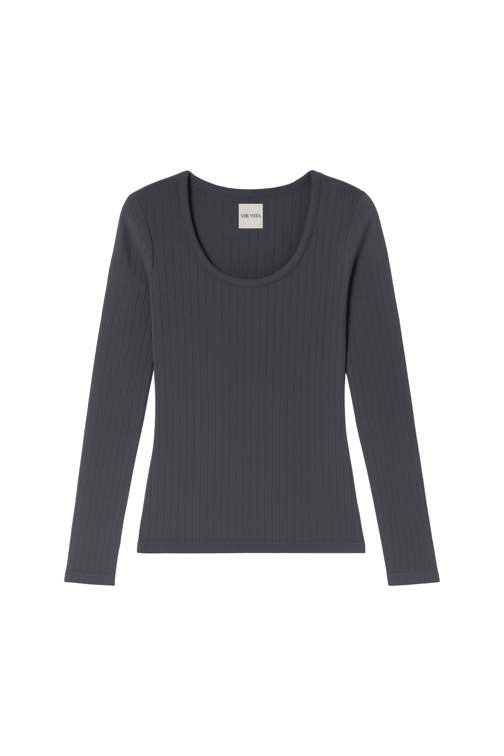 Maia Scoop Neck Pointelle Top | Stone-Grey