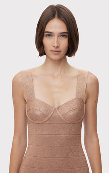 Disco Knit Bustier Dress | Metallic Bare