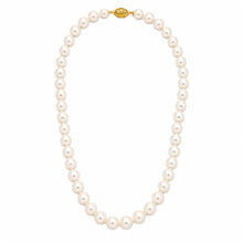 AAA Quality Round Strand Necklace | 14K Yellow Gold | White Freshwater Pearl7mm - 8mm