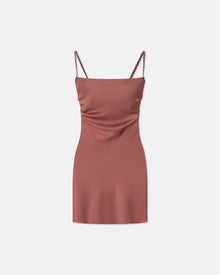 Womens | Merva Slip Satin Mini Dress | Brown Terra