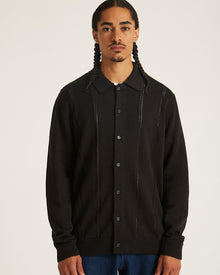 Black | Jahmad Linen Long Sleeve Polo