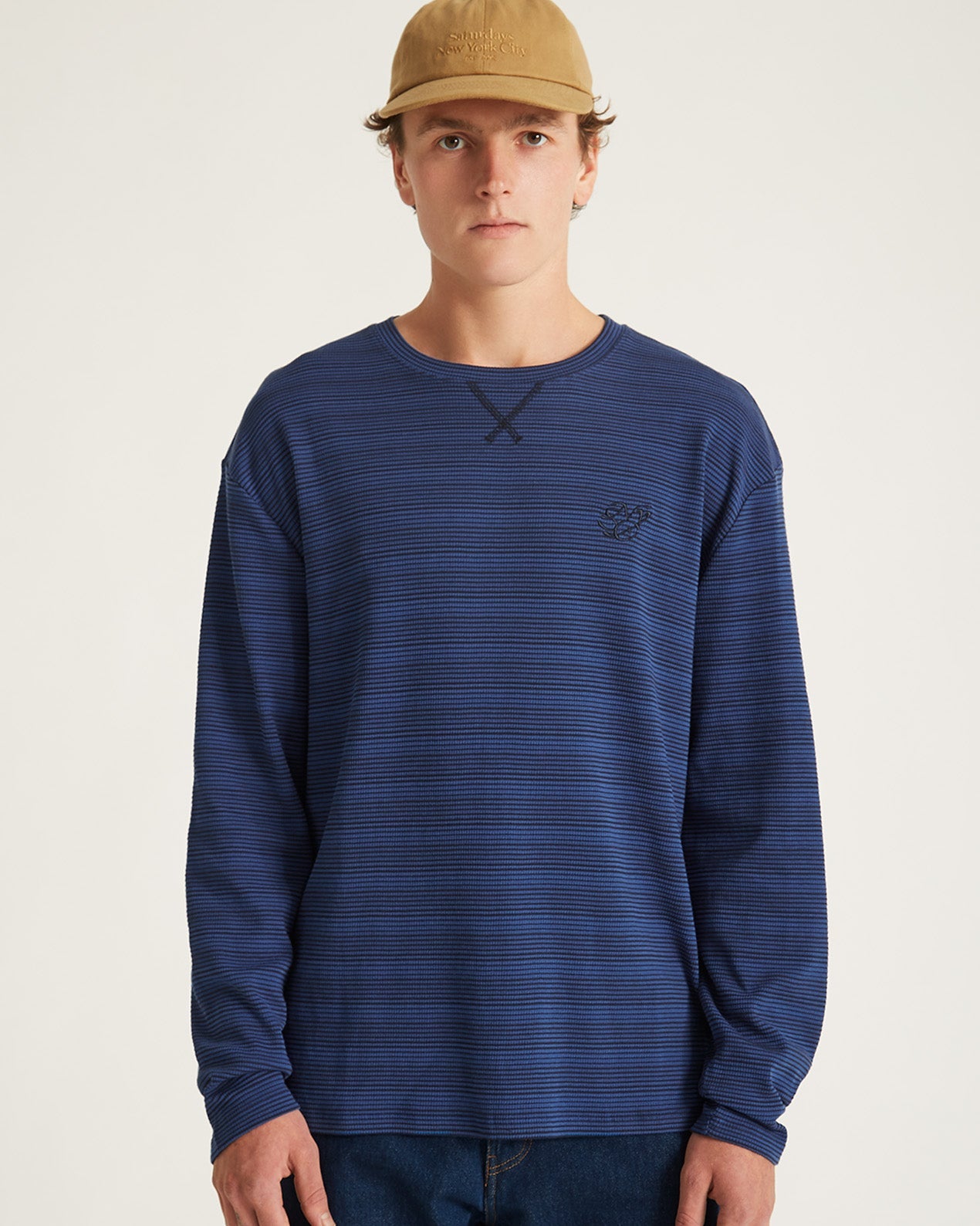 Limoges | Striped Waffle Relaxed LS Tee