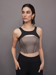 Fusion Gloss Bustier | Bronzed Pewter/ Black