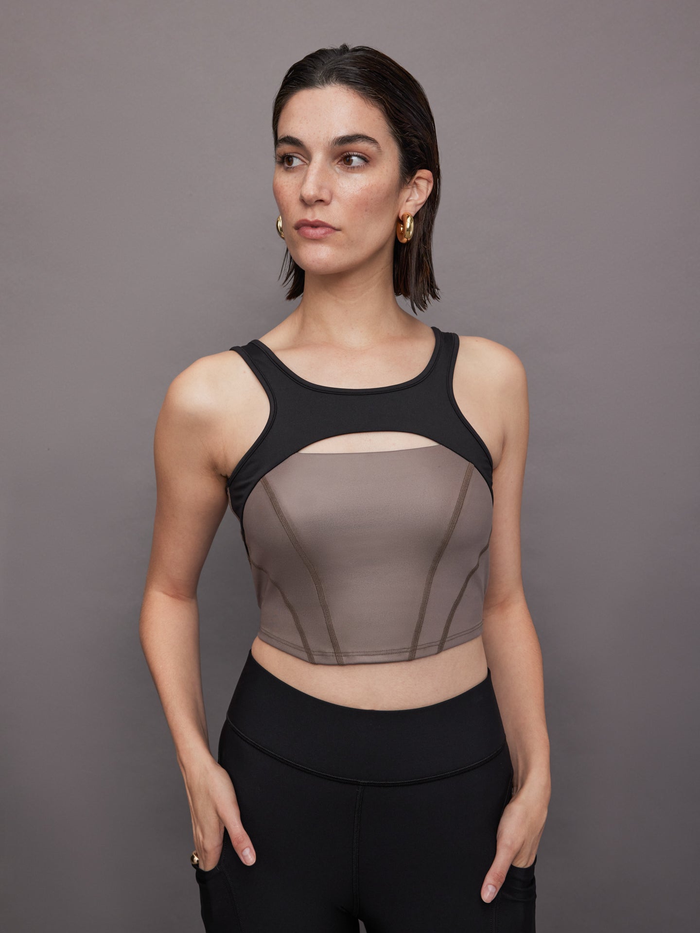 Fusion Gloss Bustier | Bronzed Pewter/ Black
