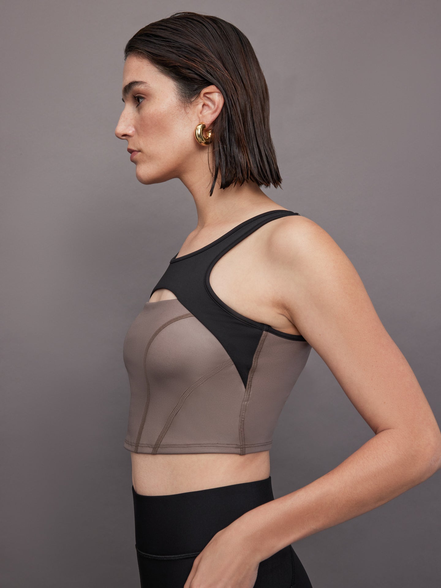 Fusion Gloss Bustier | Bronzed Pewter/ Black