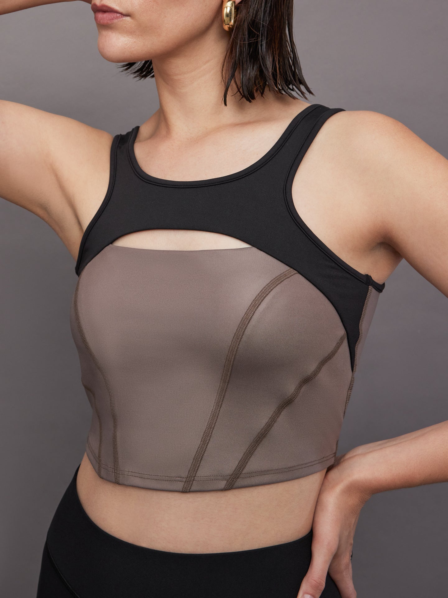 Fusion Gloss Bustier | Bronzed Pewter/ Black