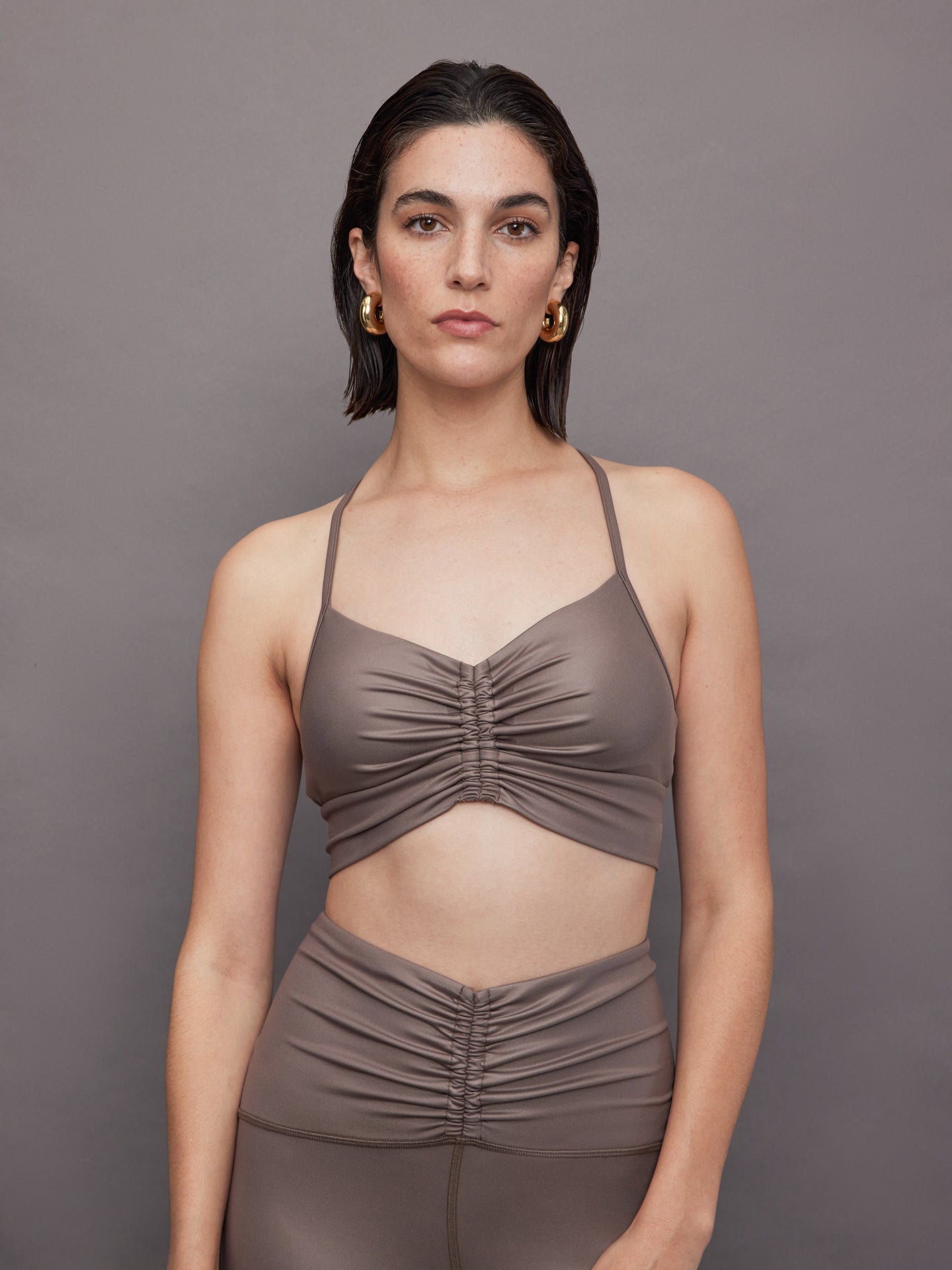 Palma Gloss Longline Bra | Bronzed Pewter