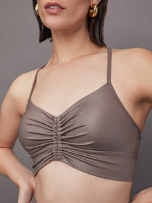 Palma Gloss Longline Bra | Bronzed Pewter