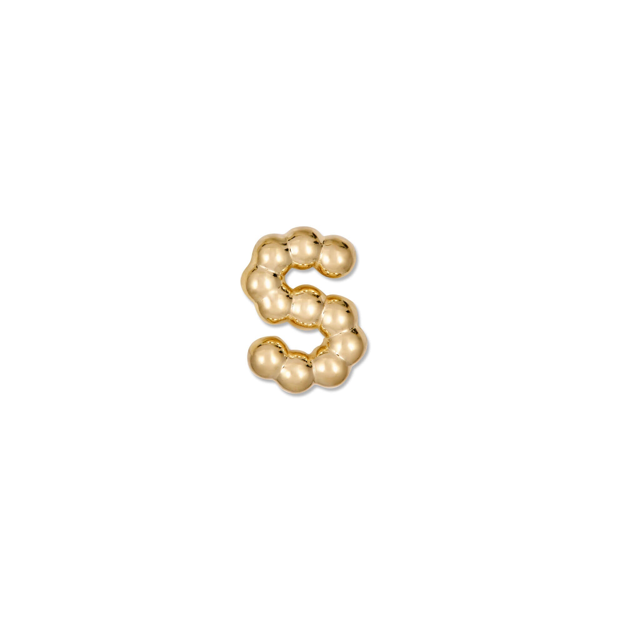 Mini Mochi Donut Initial Stud | 10K Yellow Gold