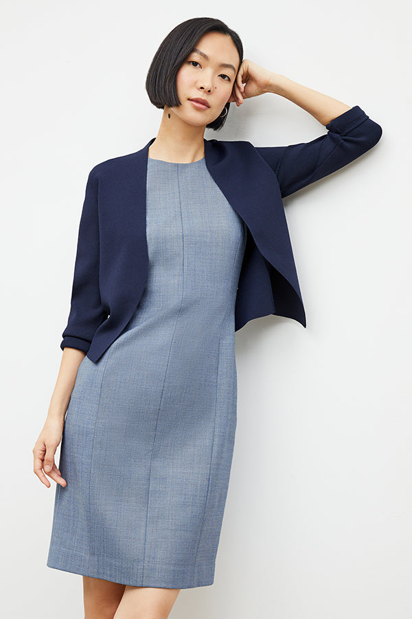 front image of a woman wearing the sant ambroeus jardigan in navy | Exclude | Grid Hover