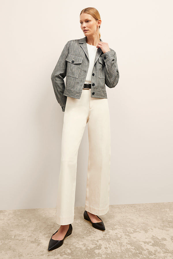Front image of a woman wearing the Milo Jean in Tusk | Exclude