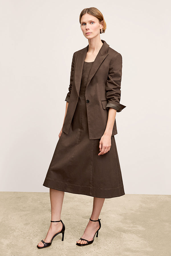 Front image of a woman wearing the Jess Dress in Date | Exclude