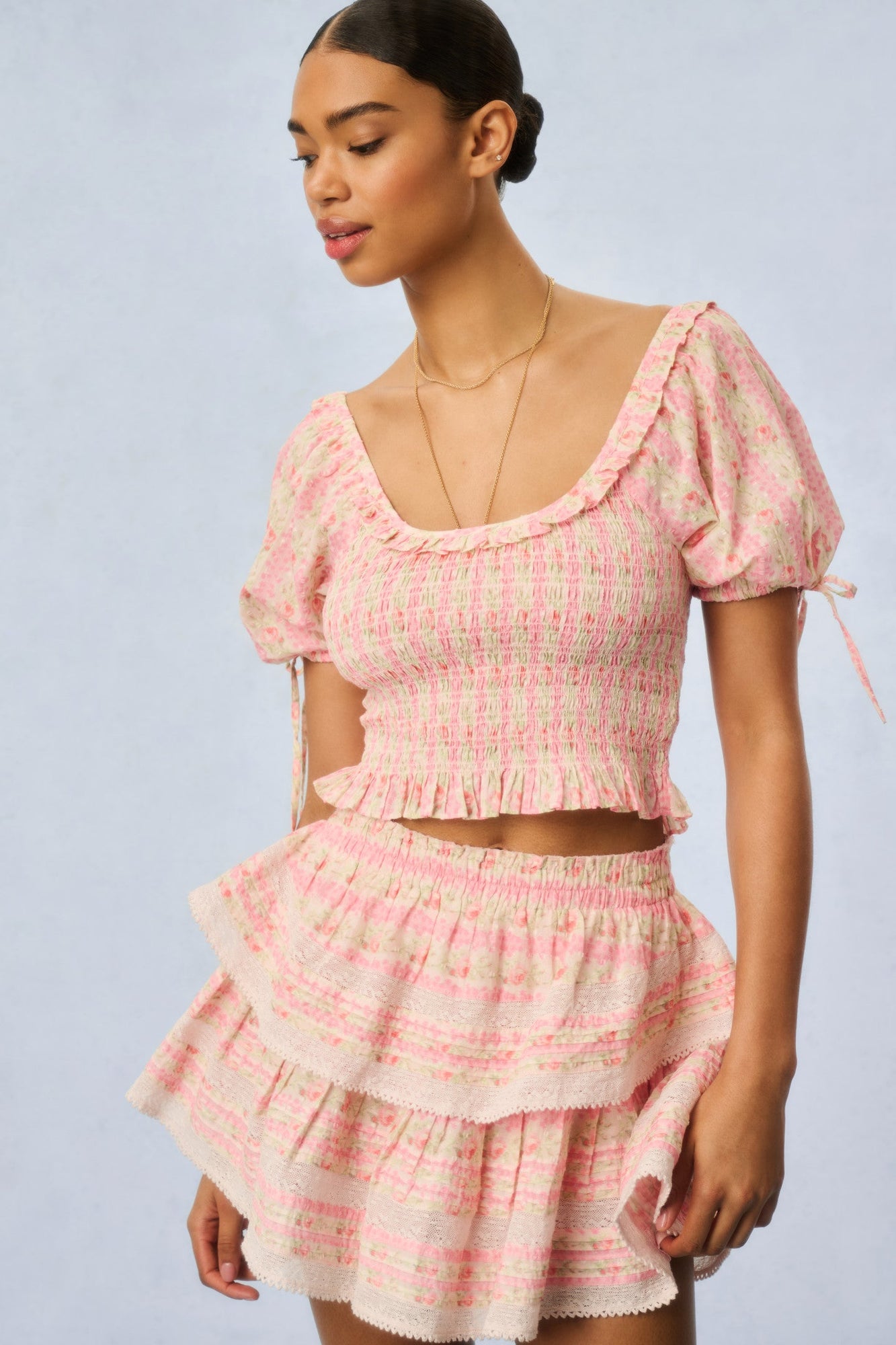 Molly Heirloom Print Top | Macaroon