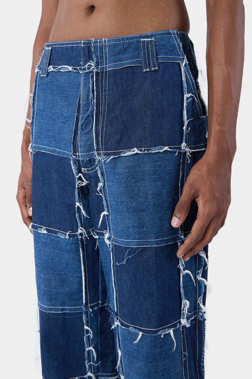 Patchwork Straight Pants | Men | Denim