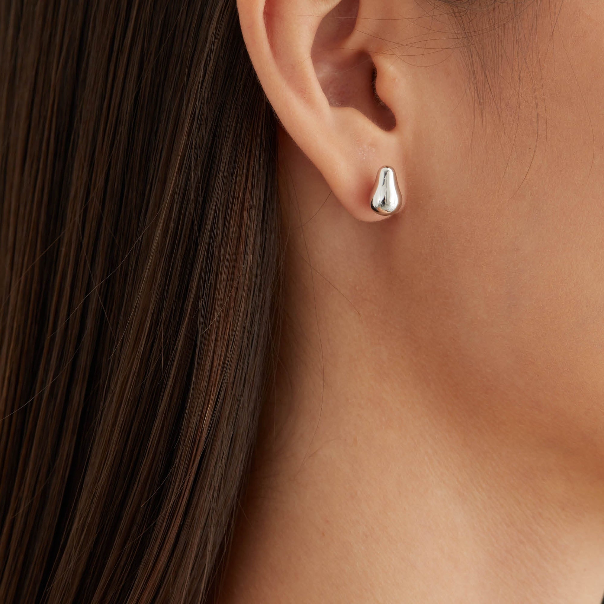 Mini Pear Earrings | Silver