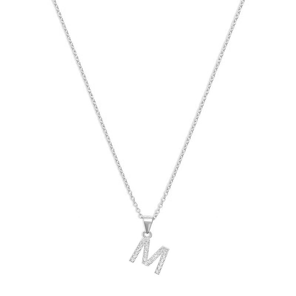 The Pave Single Block Initial Necklace | 18KT Gold Vermeil & Sterling Silver