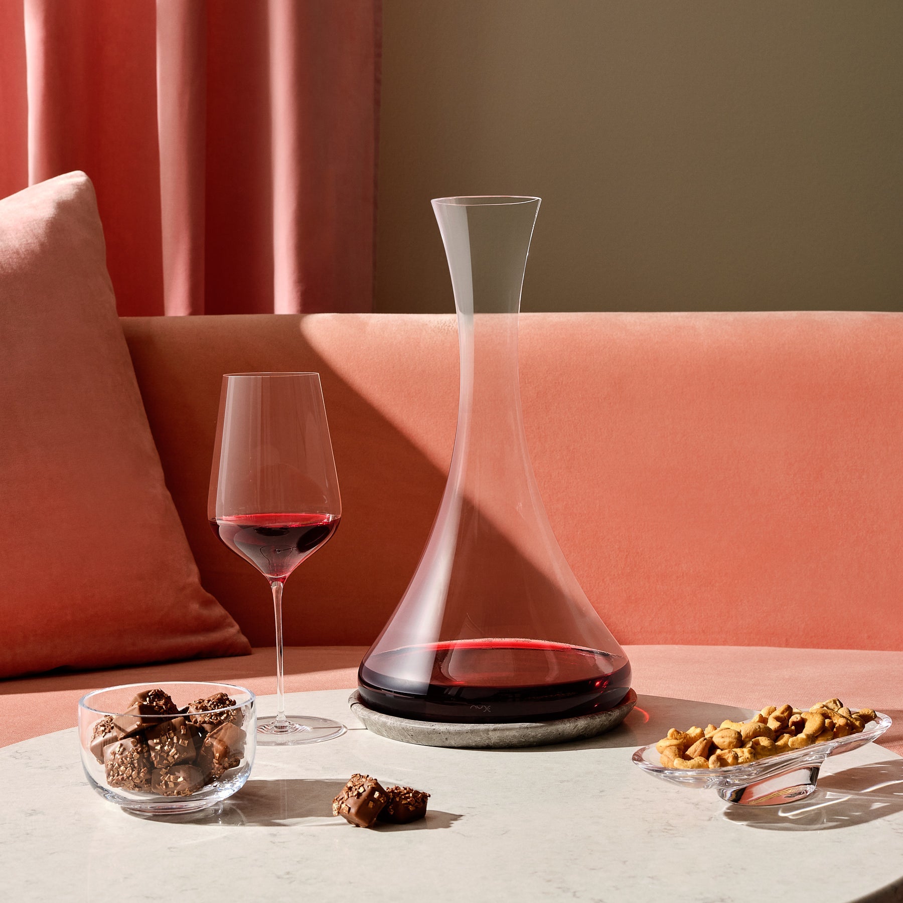 Jazz Wine Decanter With Marble Base | Clear Crystal