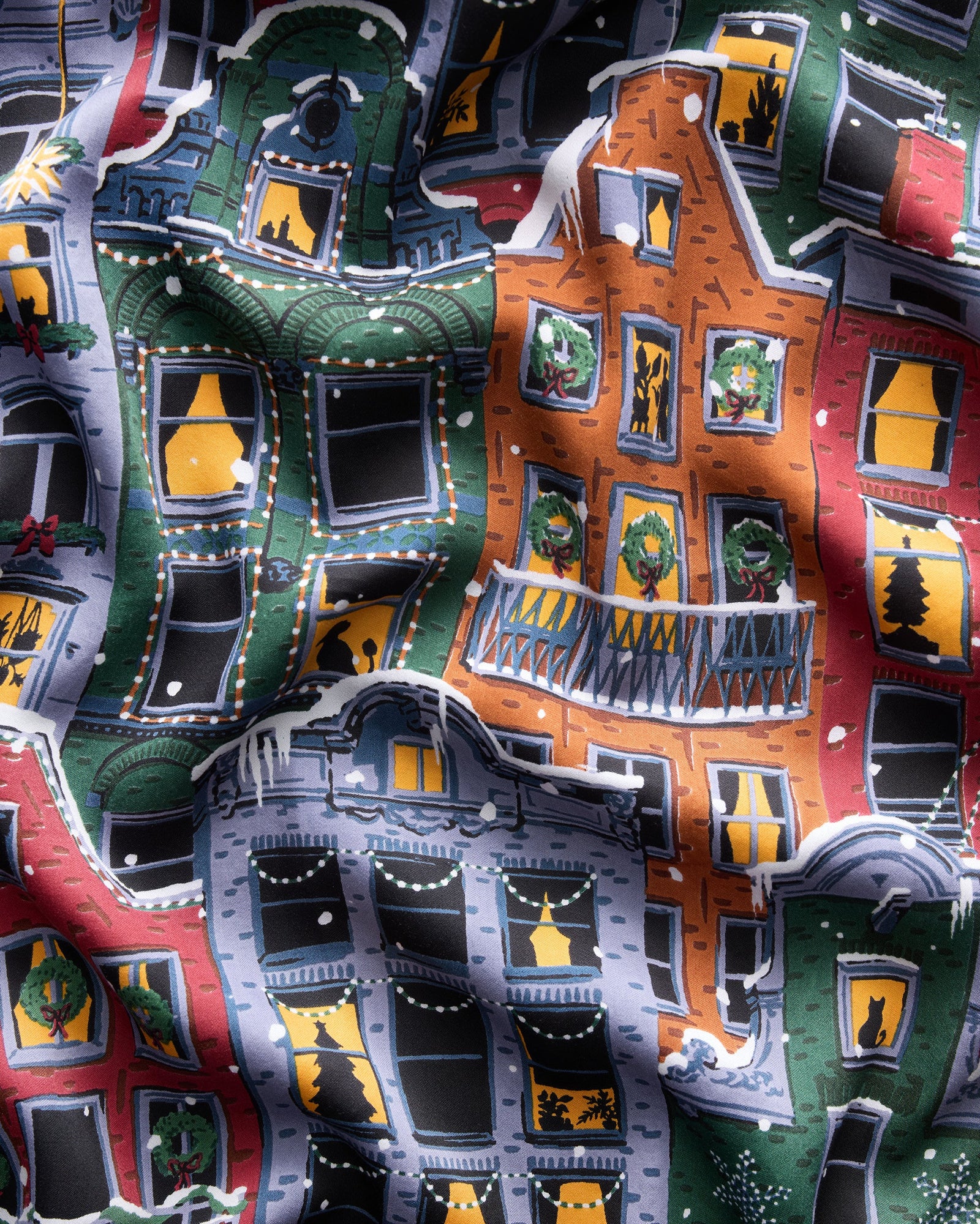 Manhattan Christmas - Eco Satin Chic To Sleep Nightie - Cozy Brownstone - Printfresh
