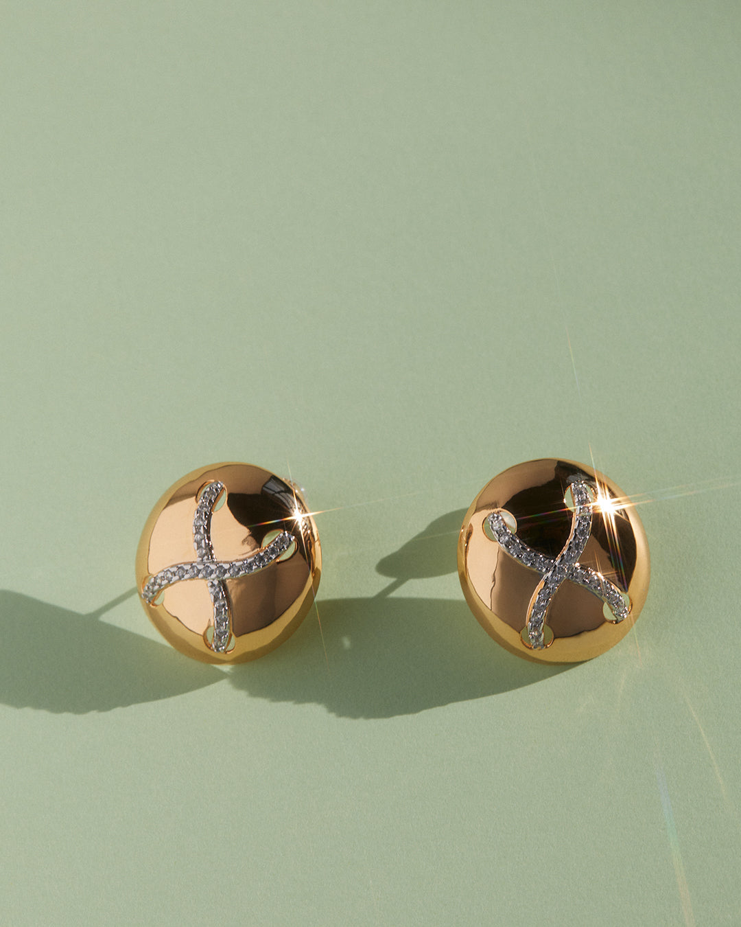 Mariner Cross Studs | Cubic Zirconia | Gold
