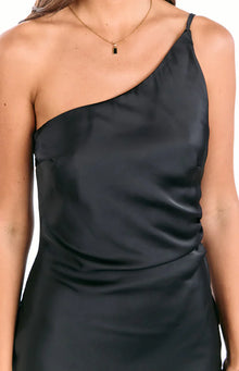 Marriot One Shoulder Formal Maxi Dress | Black