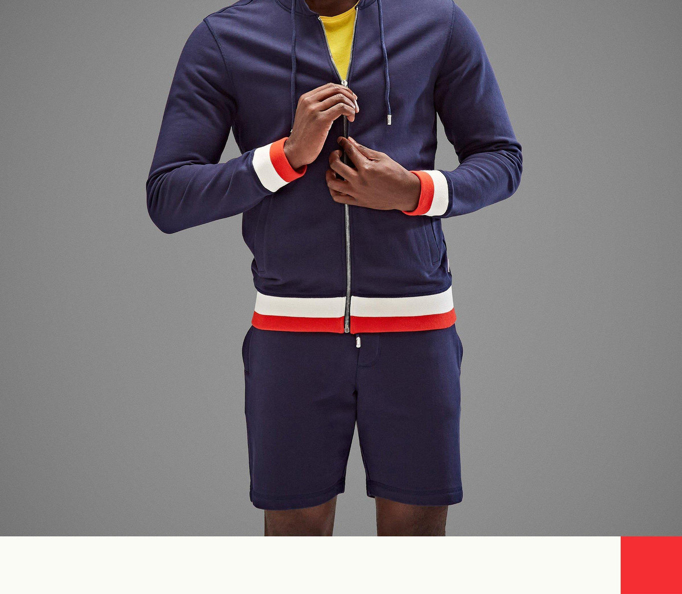 Mathers Stripe Zip-Thru Compact Cotton Sweatshirt | Navy
