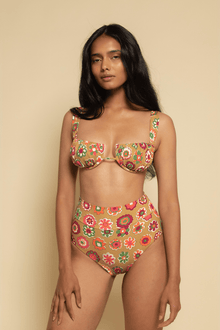 Added Coverage High Rise Bikini Bottom | Mazzy Floral