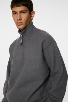 Men | Bon Boiled Wool Quarter Zip | Lava Smoke