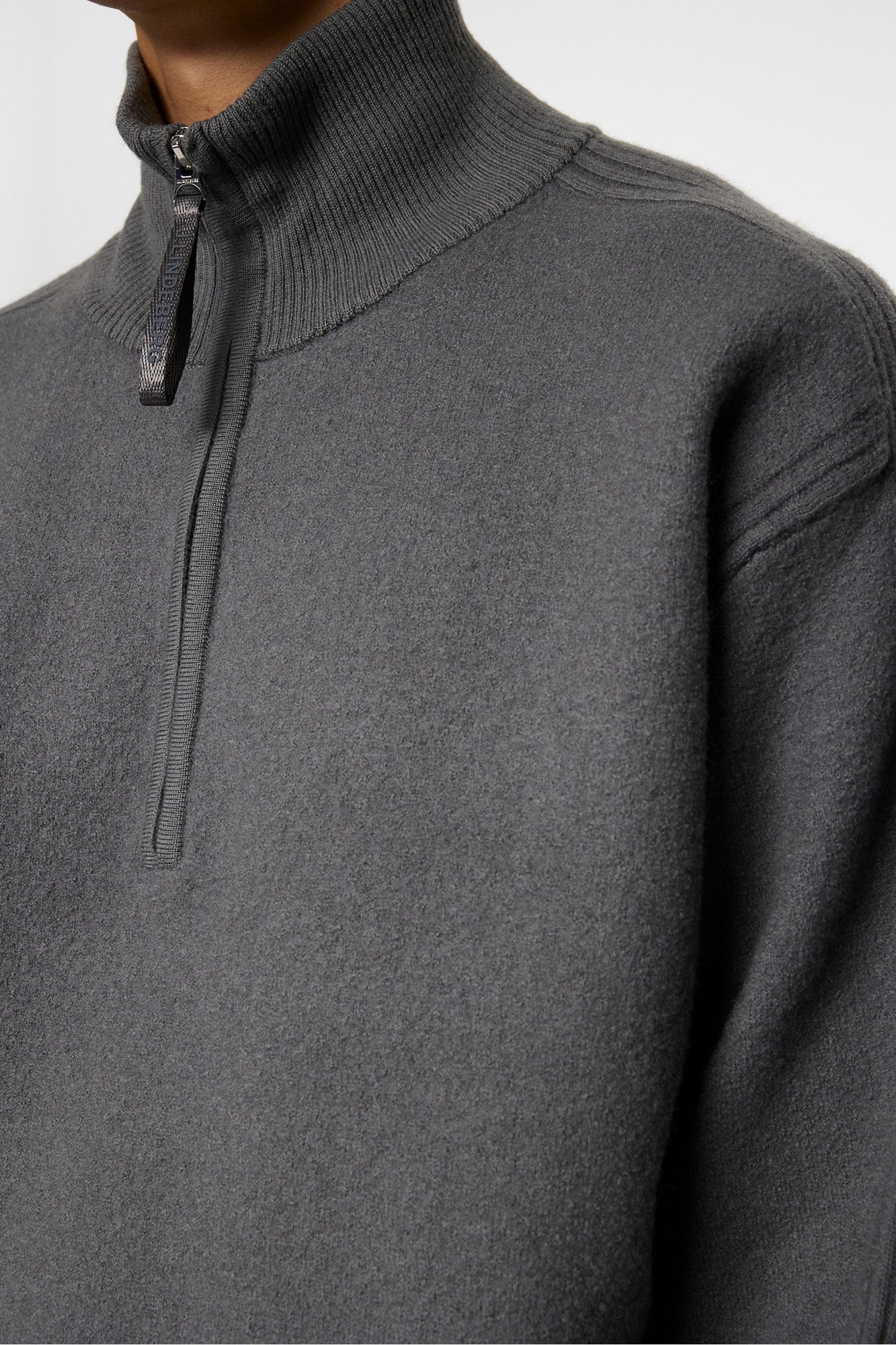 Men | Bon Boiled Wool Quarter Zip | Lava Smoke