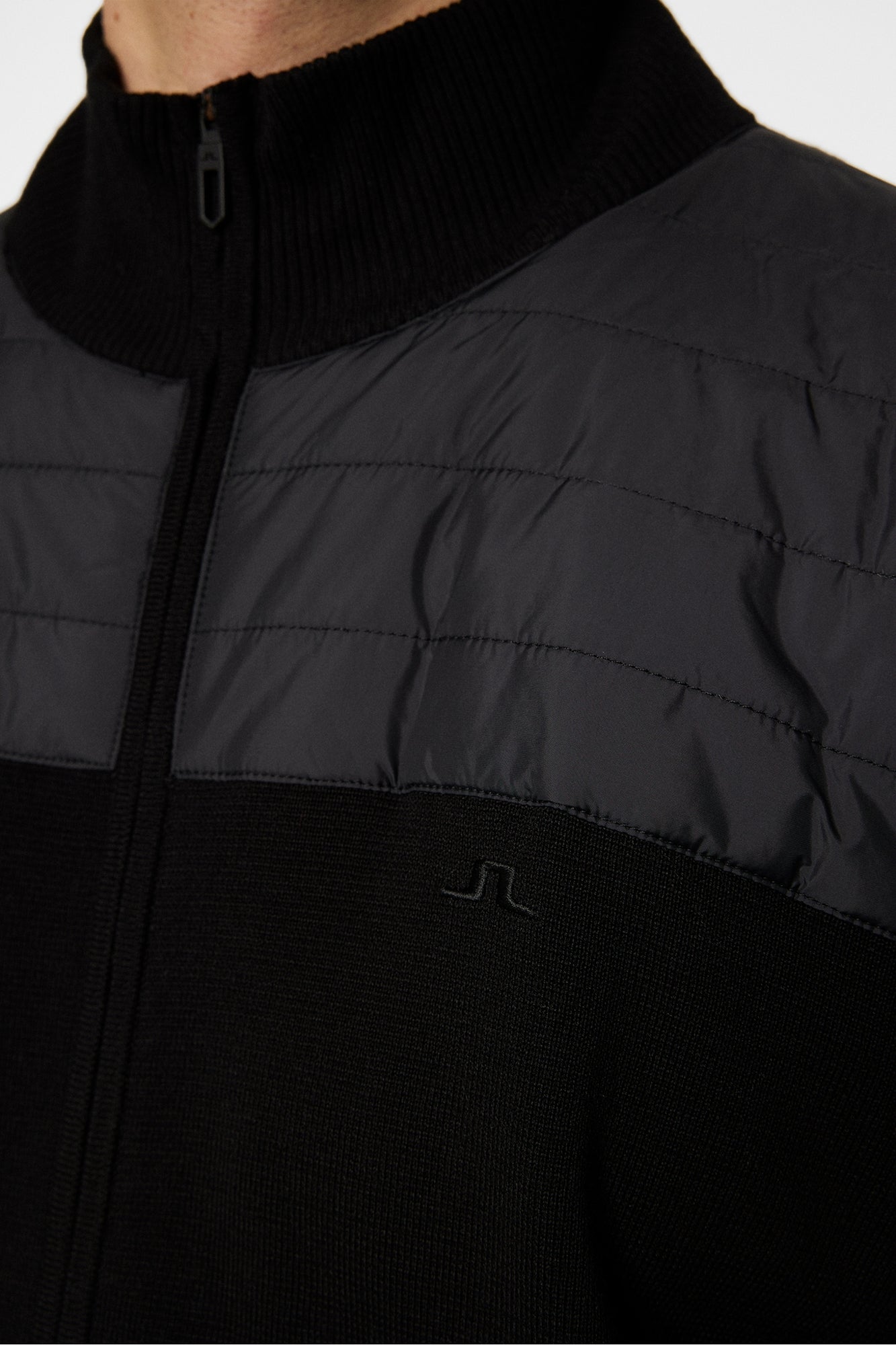 Men | Bridge Knitted Hybrid Sweater | Black (V1)