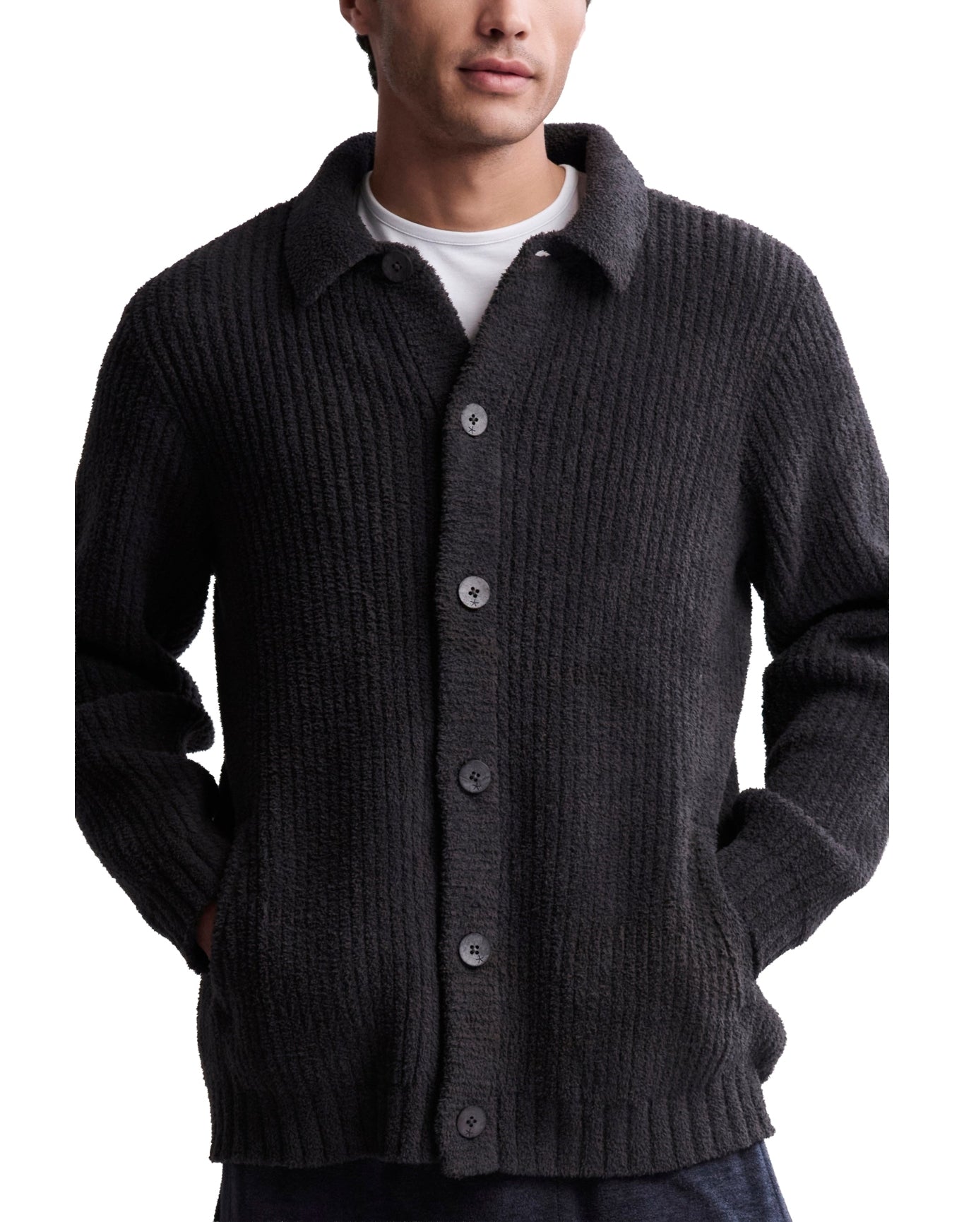 Men | Cozychic Elbow Patch Cardi | Carbon
