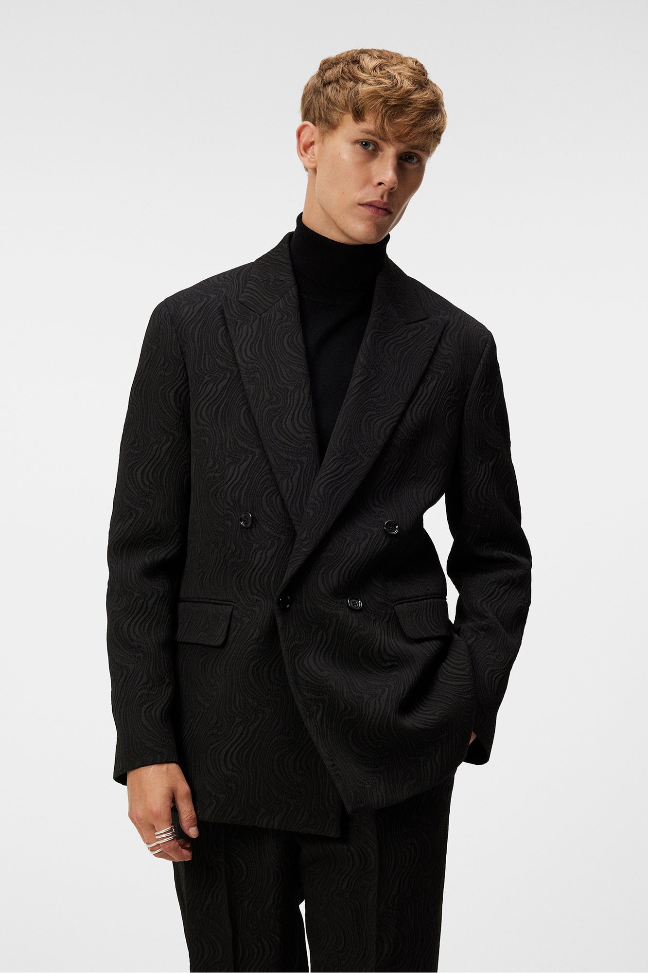 Men | David U Jacquard Swirl Blazer | Black
