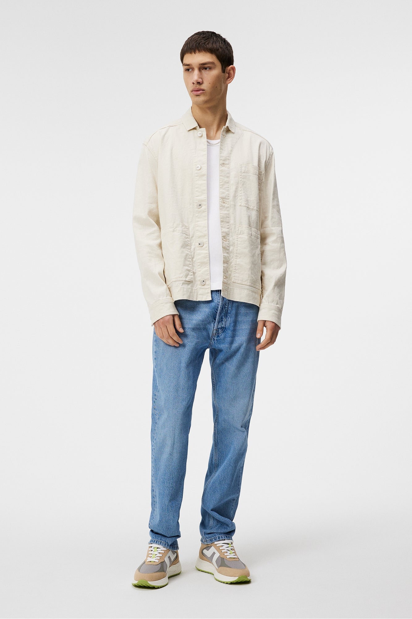 Men | Errol Linen Workwear Overshirt | Moonbeam