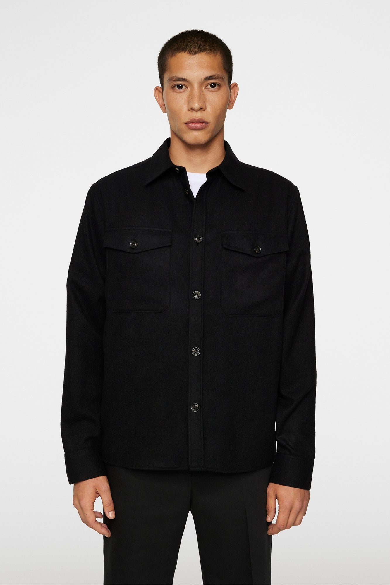 Men | Flat Wool Overshirt | Black (V1)
