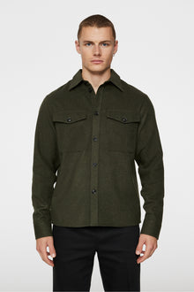 Men | Flat Wool Overshirt | Forest Green