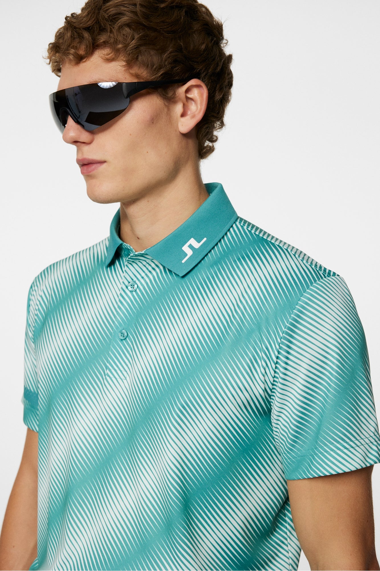 Men | Heath Print Polo | Comb Teal M