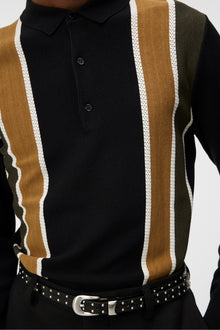 Men | Heden Striped Knitted Polo | Black