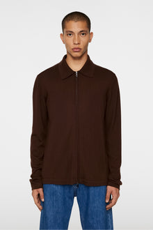 Men | Kaleb Merino Zip Cardigan | Bitter Chocolate