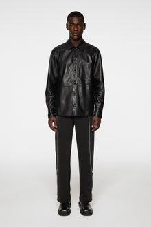 Men | Lanson Leather Overshirt | Black