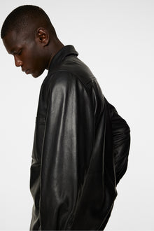 Men | Lanson Leather Overshirt | Black
