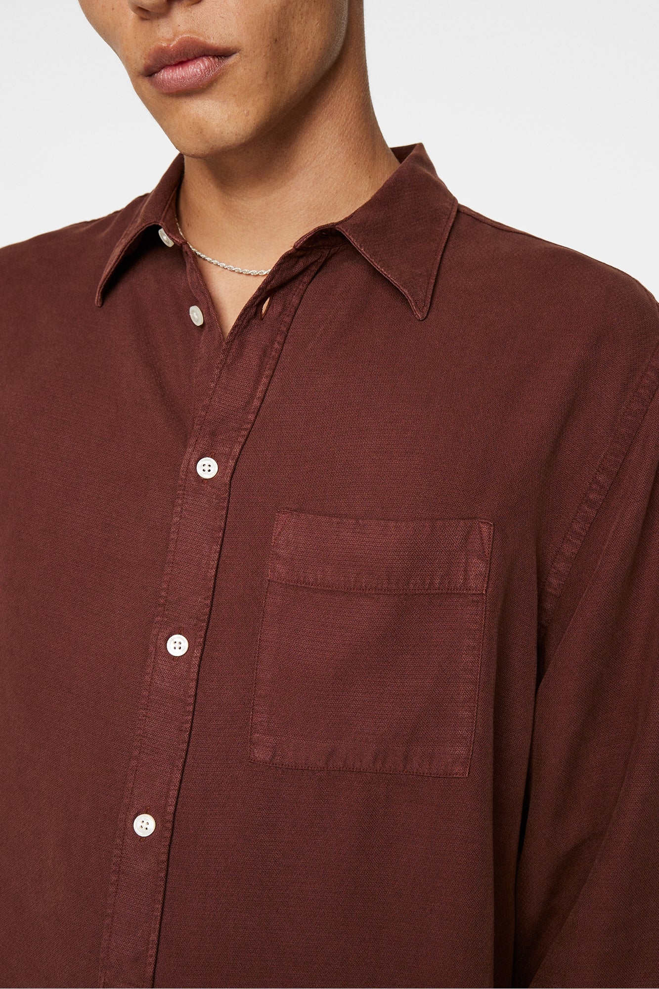 Men | Reg Struct Gmd Tencel Shirt | Bitter Chocolate