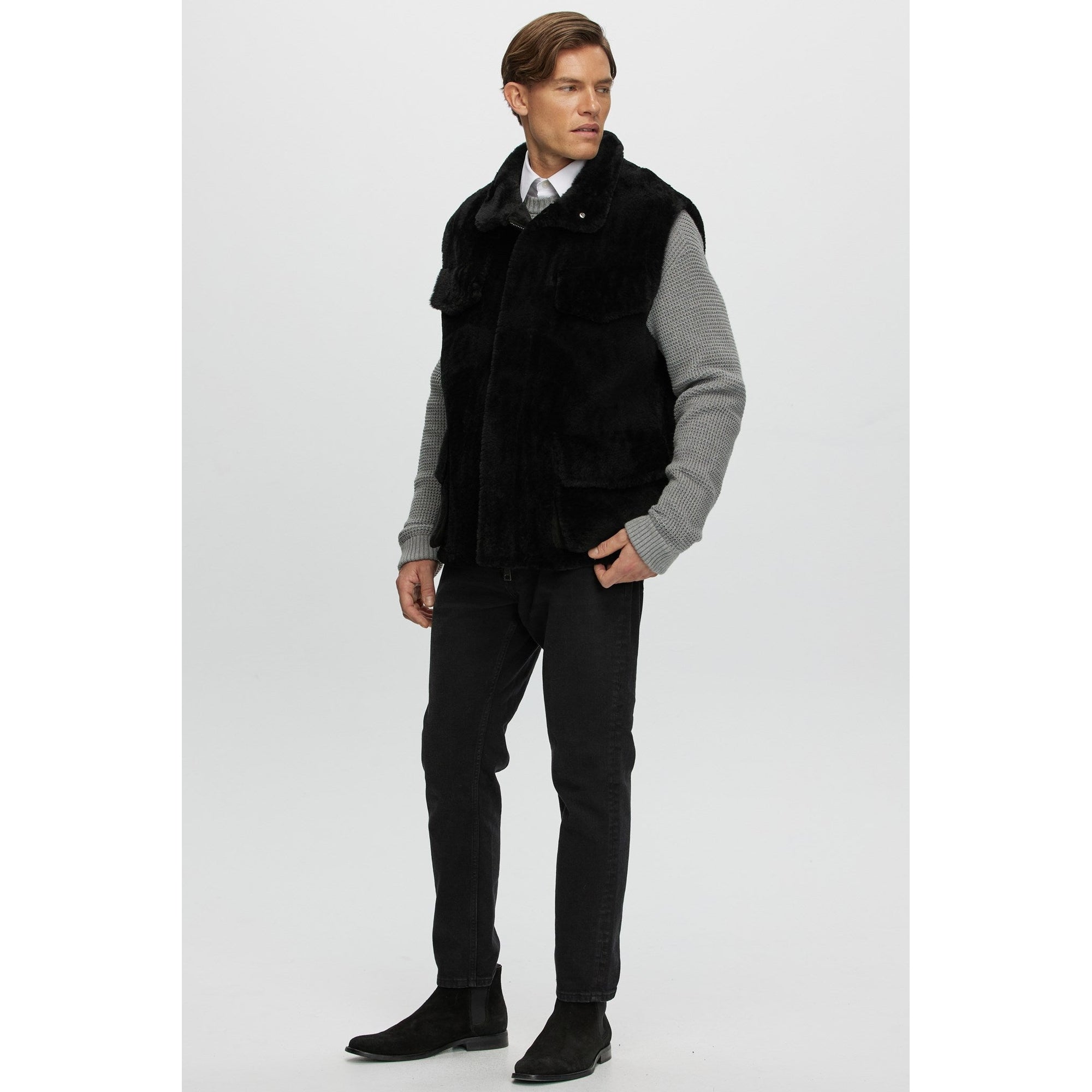 Men | Sheared Select Shearling Vest | Black