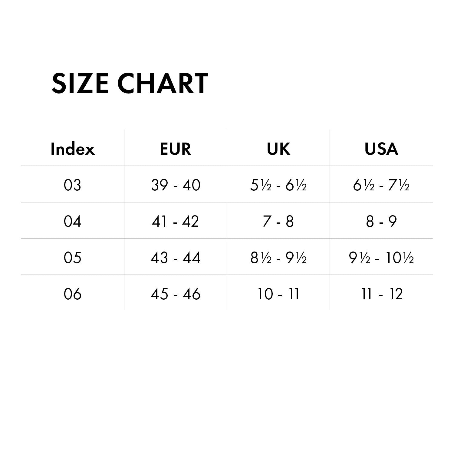 Product size guide