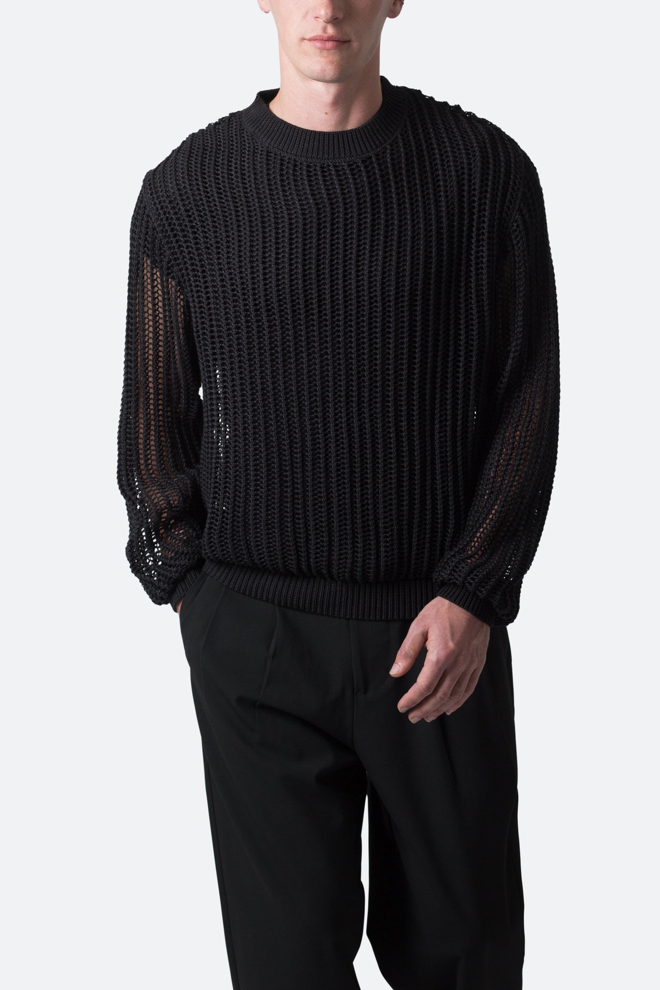 Mesh Knit Sweater | Black