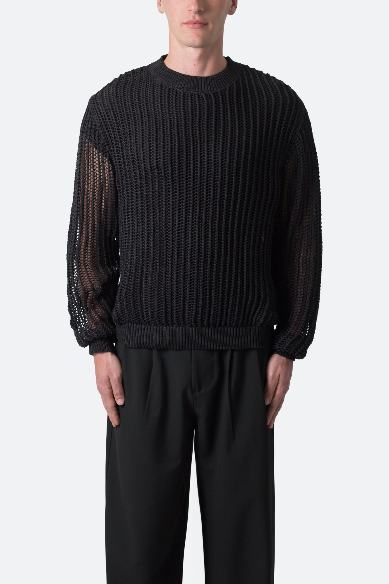 Mesh Knit Sweater | Black
