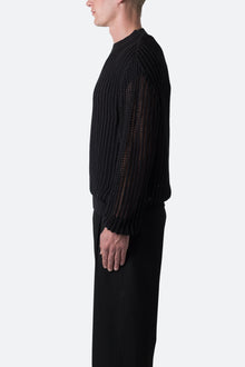 Mesh Knit Sweater | Black