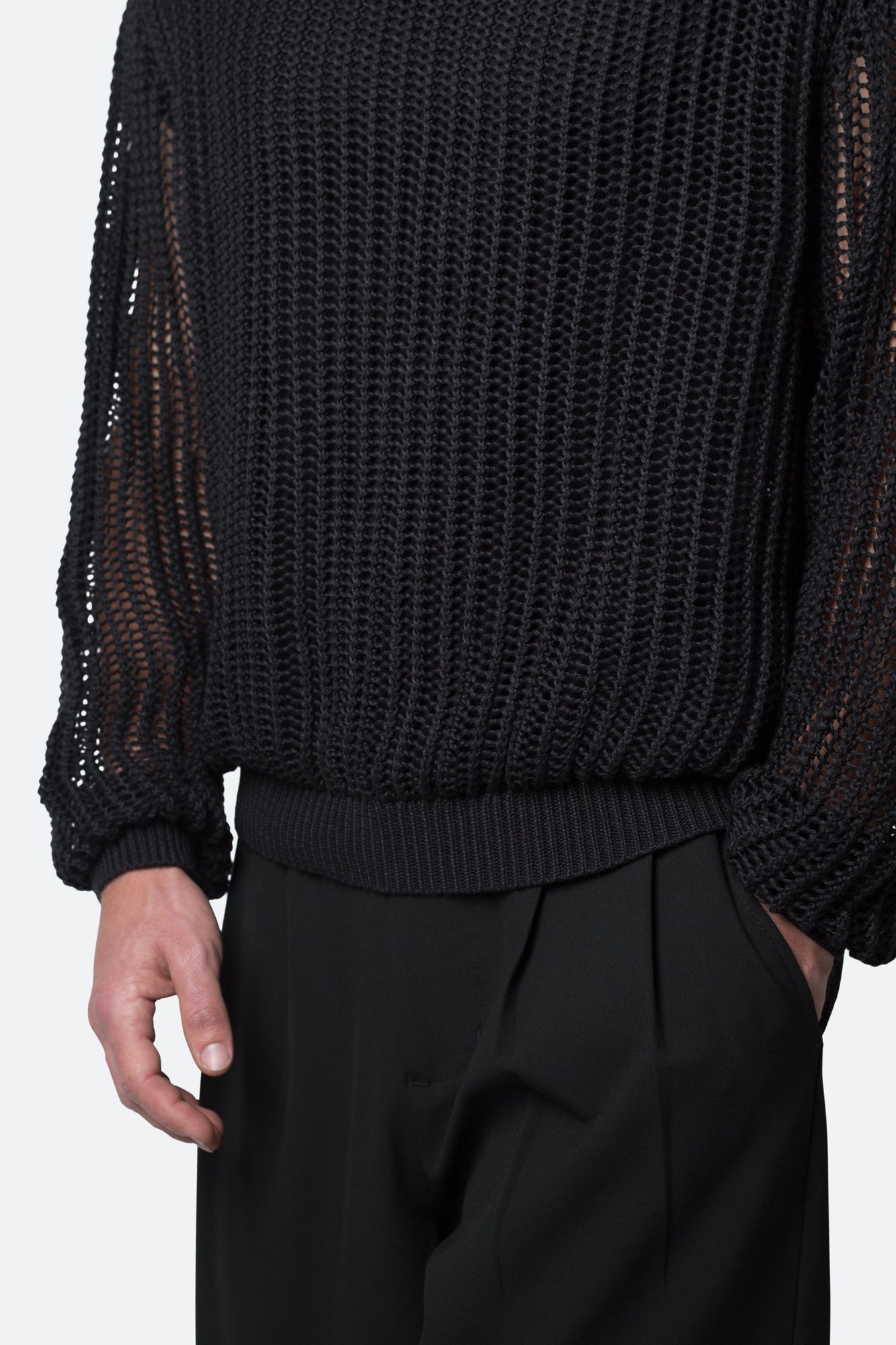 Mesh Knit Sweater | Black